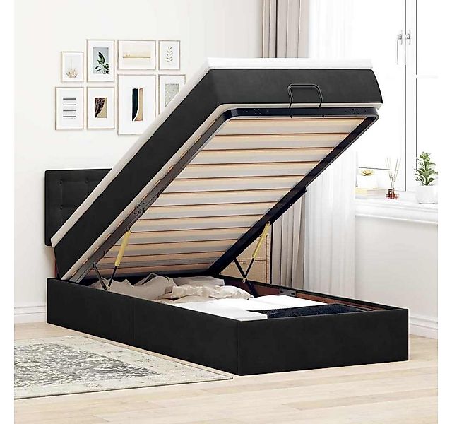 vidaXL Bett, Ottoman-Bett mit Matratze & LEDs Schwarz 90x190 cm Samt günstig online kaufen