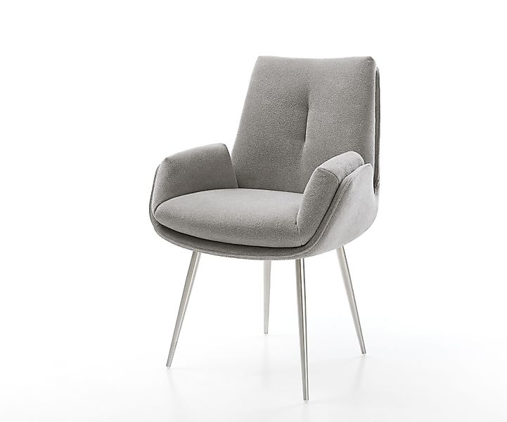 Esszimmerstuhl Clea-Flex Strukturstoff Soft Grau 4-Fuß konisch Edelstahl günstig online kaufen