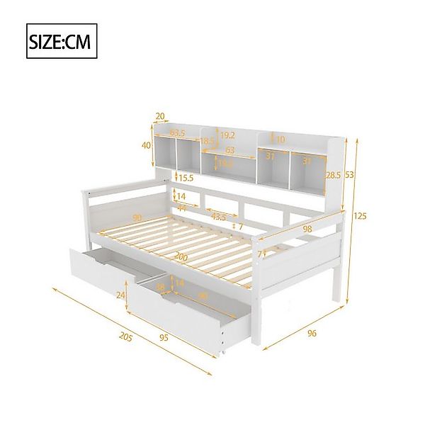 Flieks Daybett, Schlafsofa Kinderbett Einzelbett 90x200cm mit 2 Schubladen günstig online kaufen