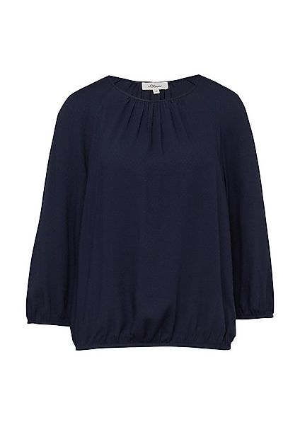 s.Oliver Kurzarmbluse Bluse Strukturierte Viskose-Bluse mit Raff-Details günstig online kaufen