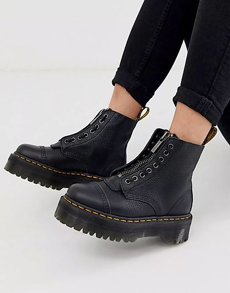 Dr Martens – Sinclair – Schwarze Stiefel aus gewalktem Leder mit Reißversch günstig online kaufen