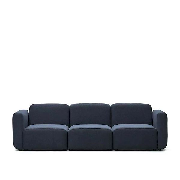Dreisitzer Sofa modern in Dunkelblau Stoff 263 cm breit günstig online kaufen