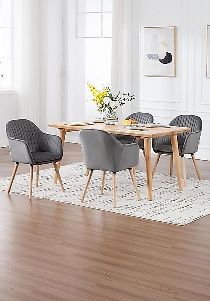 Woltu Esszimmerstuhl (4 St), Küchenstuhl, mit Armlehne Samt Massivholz günstig online kaufen