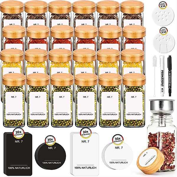 KingLux Gewürzbehälter 24Stk.Gewürzdosen aus Glas Gewürzgläser günstig online kaufen