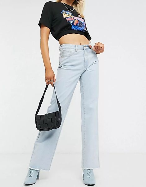 Object – Sinya – Jeans mit hoher Taille und geradem Bein in Blau günstig online kaufen