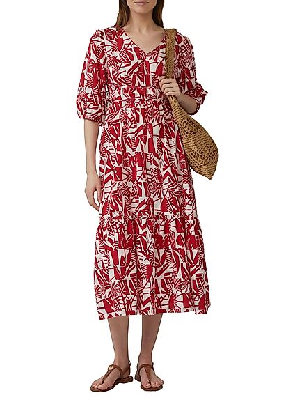 s.Oliver Sommerkleid Ohne Taschen mit All-Over Print und V-Ausschnitt günstig online kaufen