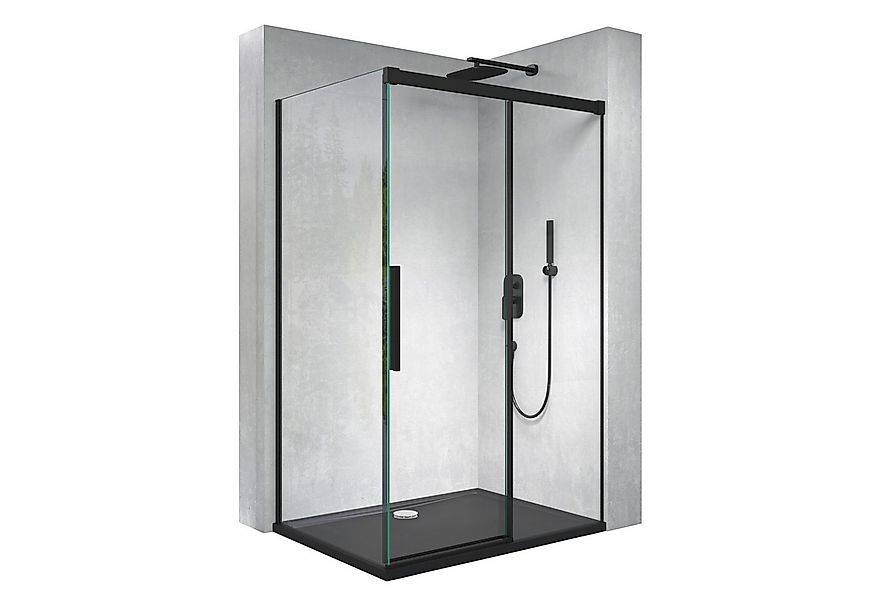 doporro Eckdusche Duschkabine schwarz Schiebetür Duschabtrennung ESG mit NA günstig online kaufen