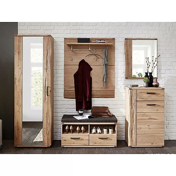 Garderoben Komplett Set in Eiche teilmassiv BESKO-55 günstig online kaufen