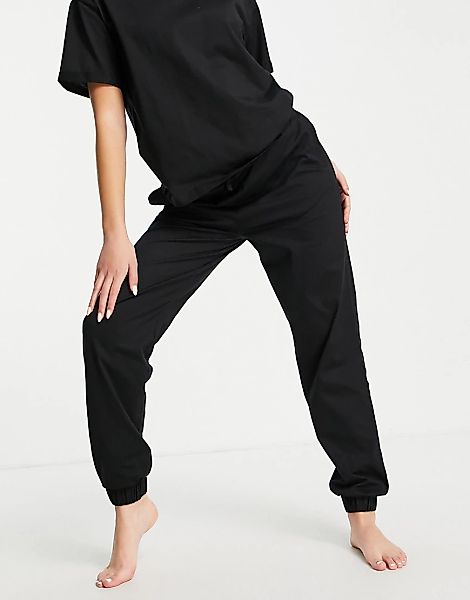ASOS DESIGN – Mix & Match – Pyjama-Jogginghose aus Bio-Baumwolle in Schwarz günstig online kaufen