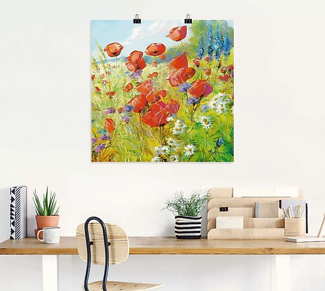 Artland Wandbild "Sommerwiese mit Mohnblumen", Blumenwiese, (1 St.), als Al günstig online kaufen