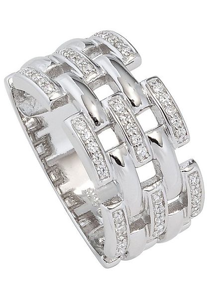 JOBO Silberring, breit 925 Silber mit 45 Zirkonia günstig online kaufen