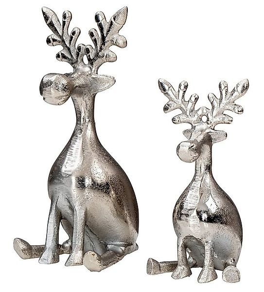 Levandeo® Dekoobjekt, 2er Set Rentiere Metall Silber Hirsche Deko Tischdeko günstig online kaufen