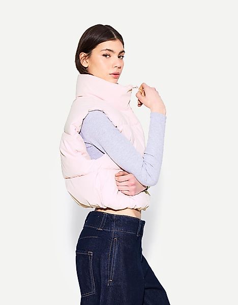 Bershka Gesteppte Cropped-Weste Damen M Rosa günstig online kaufen