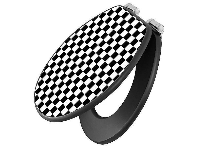 banjado WC-Sitz Anthrazit Motiv Karo Schwarz (umweltfreundliches Material, günstig online kaufen