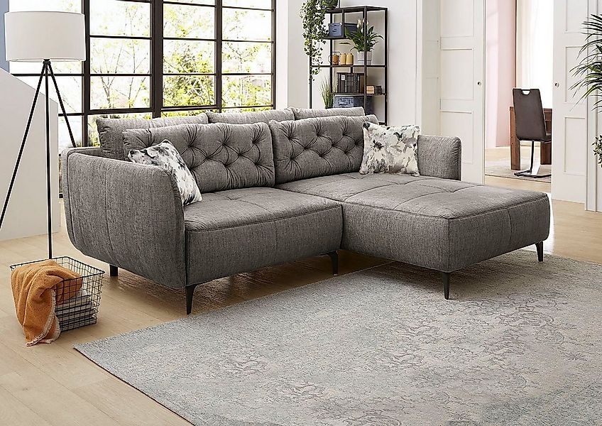 Jockenhöfer Gruppe Ecksofa "Salo L-Form, B: 251 cm" im Retrolook mit Wellen günstig online kaufen