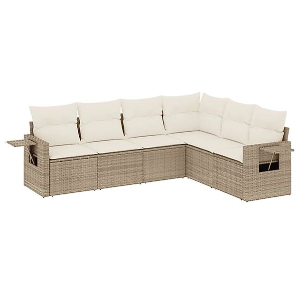 vidaXL 6-Tlg Garten-Sofagarnitur mit Kissen Beige Poly Rattan 3252545 günstig online kaufen