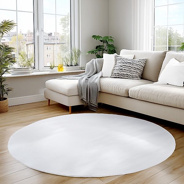 Carpettex Veloursteppich Unicolor - Einfarbig, Rund, günstig online kaufen