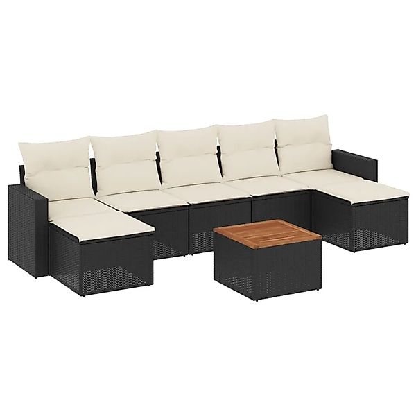 vidaXL 8-Tlg Garten-Sofagarnitur mit Kissen Schwarz Poly Rattan 3224250 günstig online kaufen