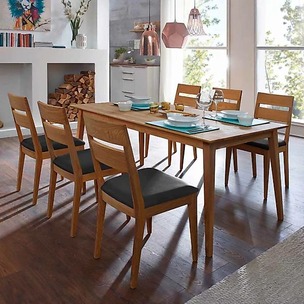 Esszimmer Sitzgruppe aus Wildeiche Massivholz Tisch 180 cm breit (siebentei günstig online kaufen