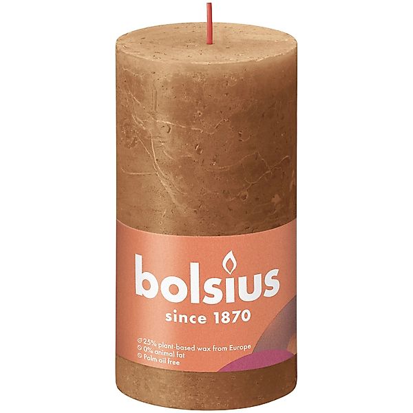 Bolsius Stumpenkerze Bolsius Rustik-Kerze Shine 13/7 cm gewürzbraun günstig online kaufen