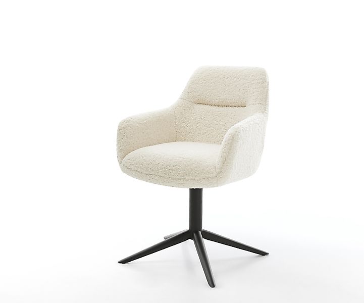 Drehstuhl Pejo-Flex Teddystoff Beige Fußkreuz Schwarz 360° drehbar Wippfunk günstig online kaufen