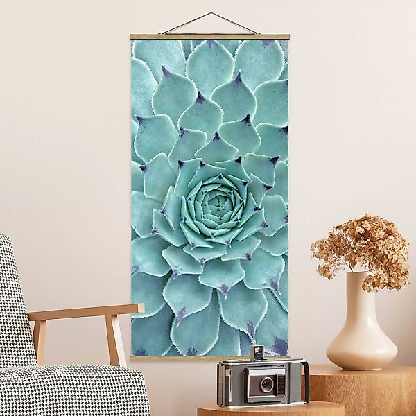Stoffbild Blumen mit Posterleisten - Hochformat Kaktus Agave günstig online kaufen
