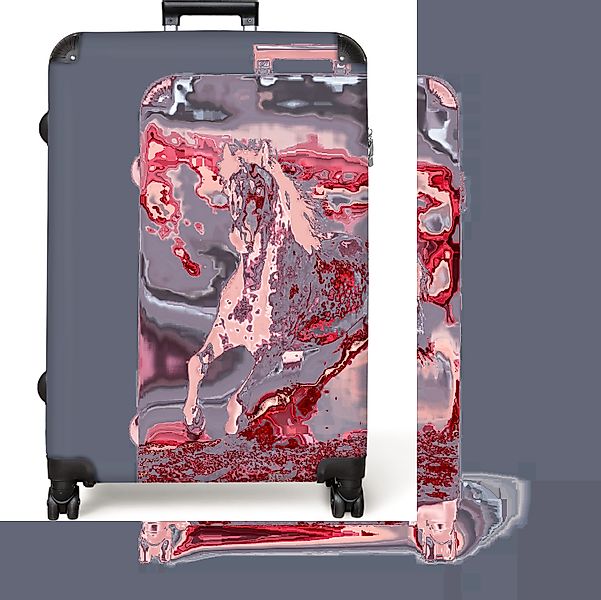 NoBoringSuitcases.com© Hartschalen-Trolley Blumen - Rot - günstig online kaufen