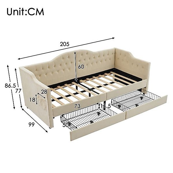 HAUSS SPOLE Schlafsofa 90x190cm Daybett mit USB Type C Ladefunktion, 2 Schu günstig online kaufen