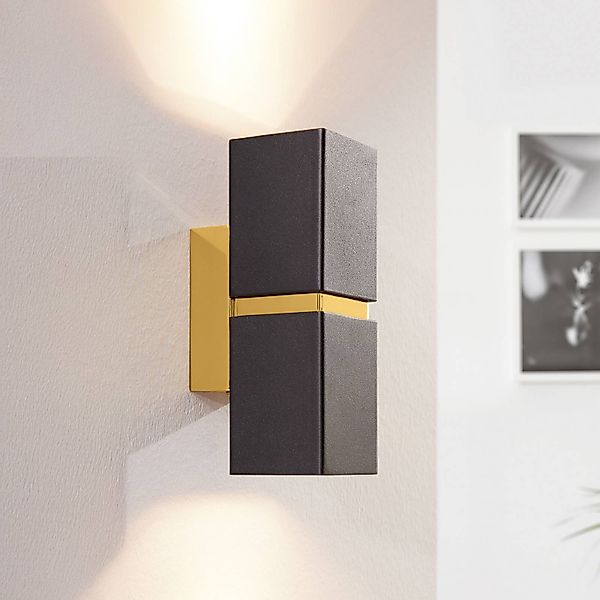 Zweiflammige LED-Wandleuchte Passa, schwarz-gold günstig online kaufen