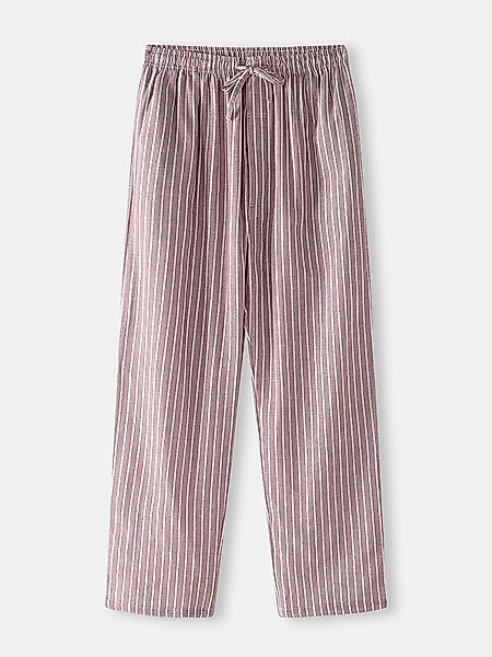 Herren Baumwolle Soft Lässig gestreifte Pyjamas mit Kordelzug und Taschen günstig online kaufen