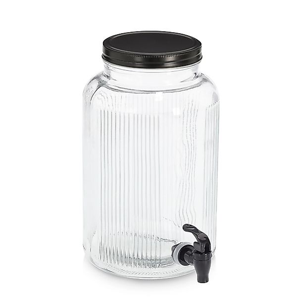 Zeller Getränkespender Glas/Metall 3,9 l Transparent-Schwarz günstig online kaufen