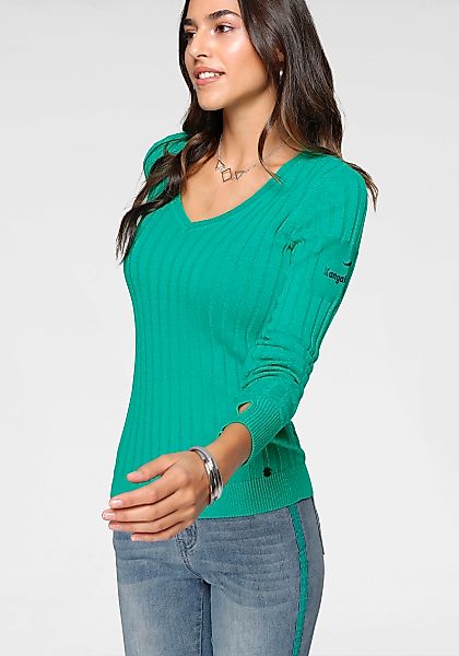 KangaROOS V-Ausschnitt-Pullover, in breit geripptem Feinstrick günstig online kaufen