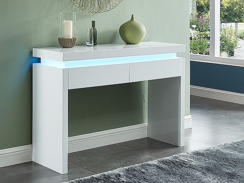 Wandkonsole mit LEDs - MDF lackiert - Weiß - EMERSON II günstig online kaufen