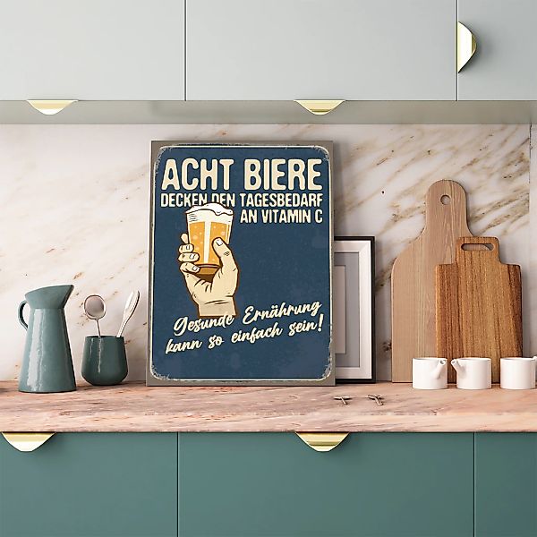 queence Metallbild "Acht Biere Spruch Stahlschild Blechschild", (1 St.), 20 günstig online kaufen