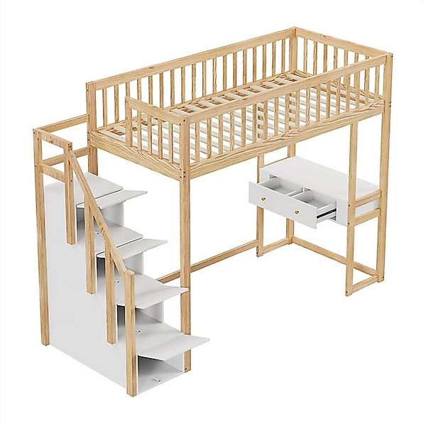 GarveeMore Kinderbett Kinderbett Loft Bett, 90x200cm Einzelbett günstig online kaufen