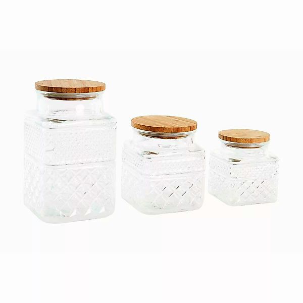 Set Mit 3 Kanistern Dkd Home Decor Kristall Natürlich Durchsichtig Bambus ( günstig online kaufen