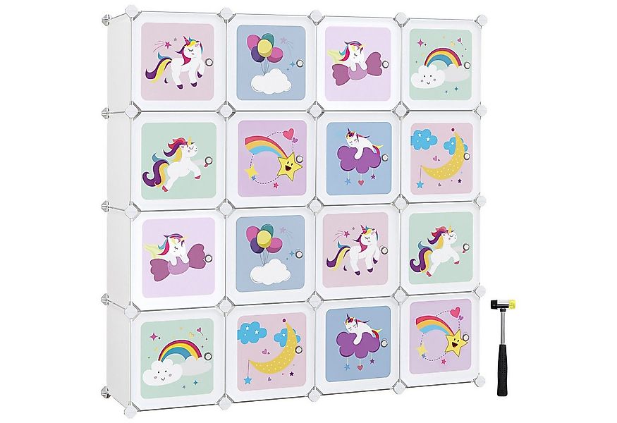 SONGMICS Aufbewahrungsbox Kinderregal, mit 16 Würfeln, 123 x 31 x 123 cm günstig online kaufen