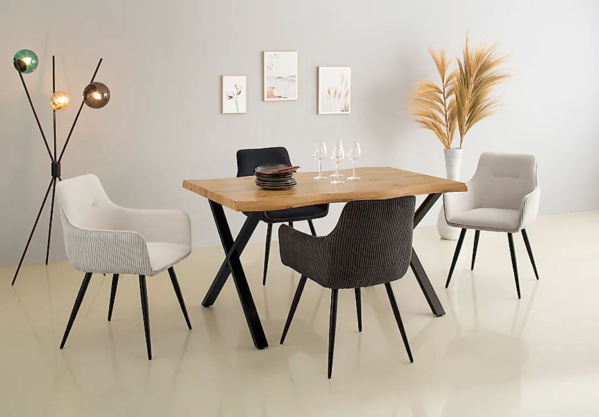 HELA Esszimmerstuhl "LISA" (Set) 2 Stk. Armlehnstuhl, moderner Materialmix: günstig online kaufen