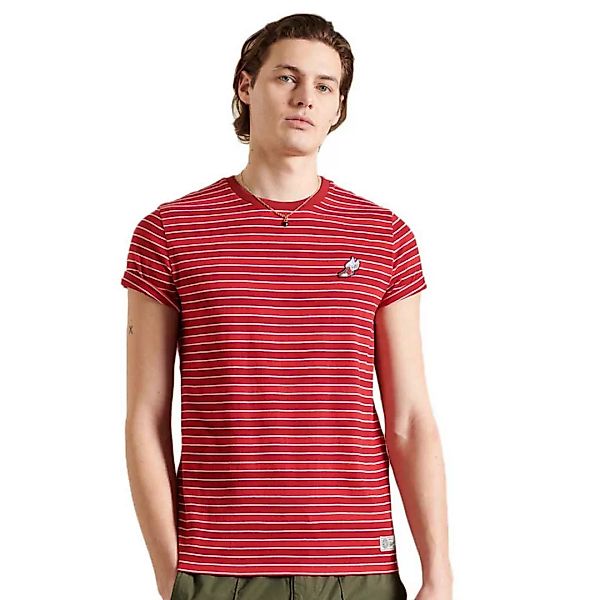 Superdry Collegiate Applique Stripe Kurzarm T-shirt M Chilli Pepper Stripe günstig online kaufen