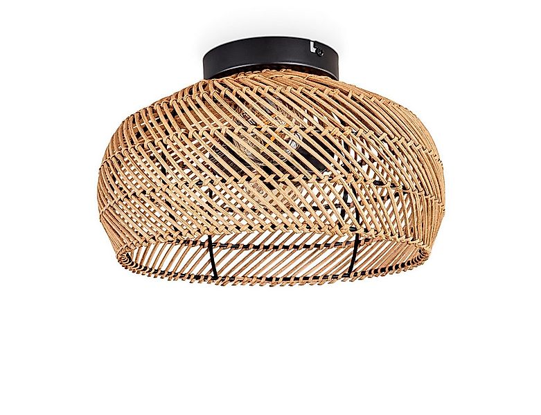 hofstein Deckenleuchte moderne Deckenlampe aus Metall/Bambus/Holz in Schwar günstig online kaufen