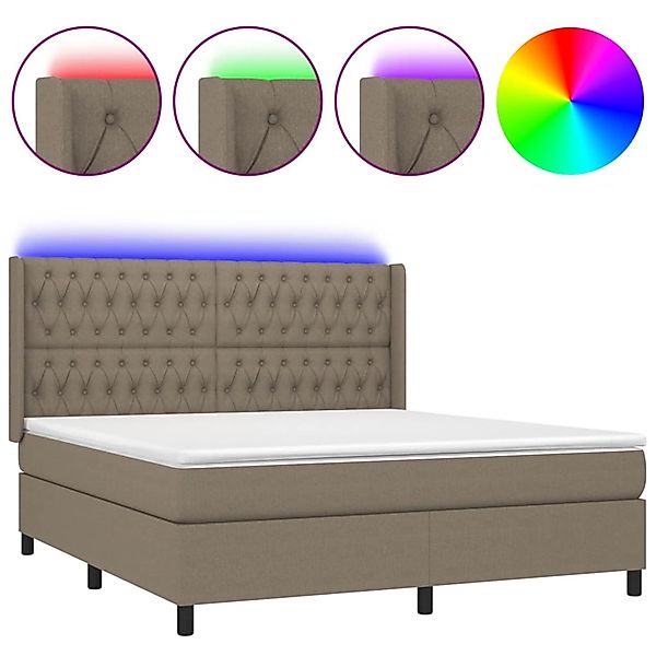 vidaXL Boxspringbett mit Matratze & LED Taupe 180x200 cm Stoff 3138577 günstig online kaufen
