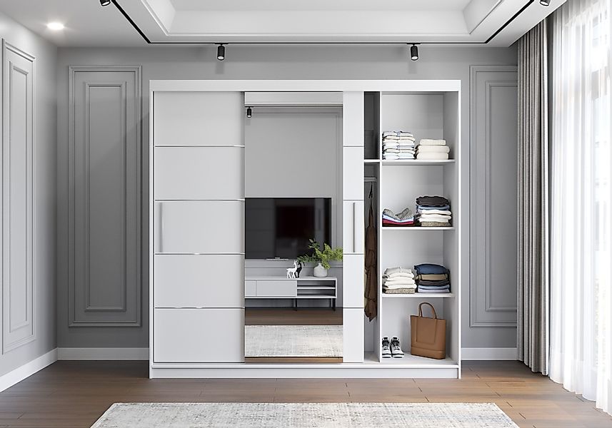 MOEBLO Kleiderschrank ELBA I (Schwebetürenschrank 2-türig günstig online kaufen
