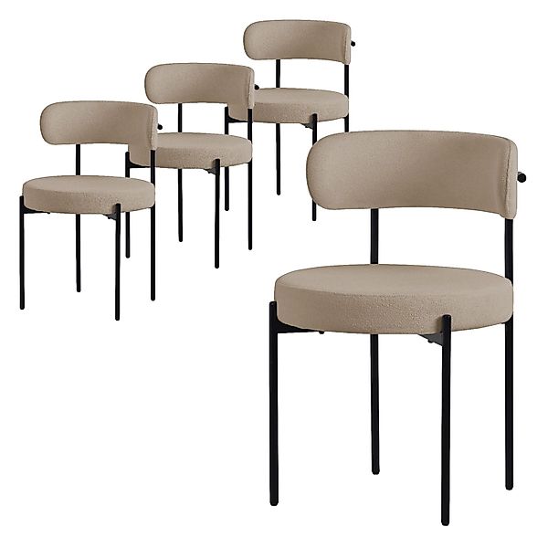 ML-Design Esszimmerstühle 4Er Set Küchenstuhl aus Teddystoff Braun günstig online kaufen