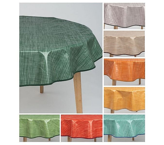 laro Tischdecke 140cm runde Wachstuchtischdecke Saum-Eingefasst Leinenoptik günstig online kaufen