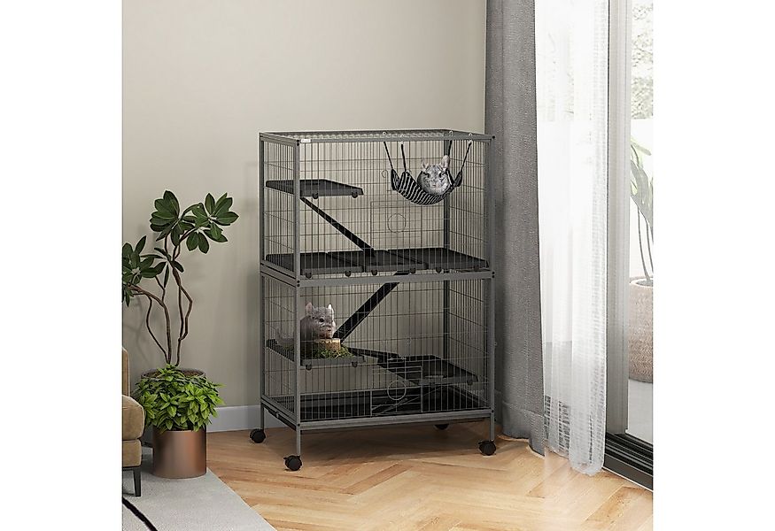 PawHut Kleintierkäfig Frettchenkäfig mit ausziehbarem Tablett Hängematte, R günstig online kaufen