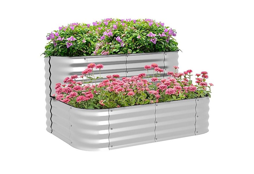 Outsunny Hochbeet 2-Stufiger Blumenkasten, Pflanzkasten, Gemüsebeet (Kräute günstig online kaufen