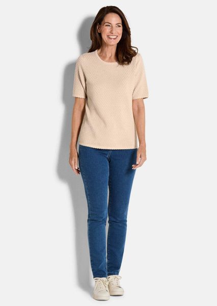 GOLDNER Strickpullover Halbarm Strickshirt mit Rundhals günstig online kaufen