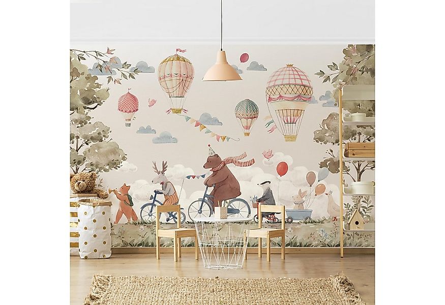 Bilderdepot24 Kindertapete Tierfreunde Rad Aquarell Illustration Kinder Tie günstig online kaufen