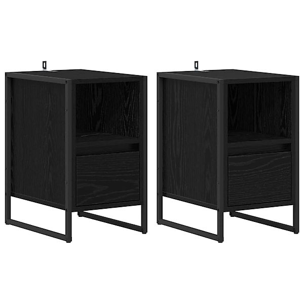 vidaXL Nachttisch 2 Stk Schwarz Eichen-Optik 39,5 x 30 x 50 cm 886655 günstig online kaufen