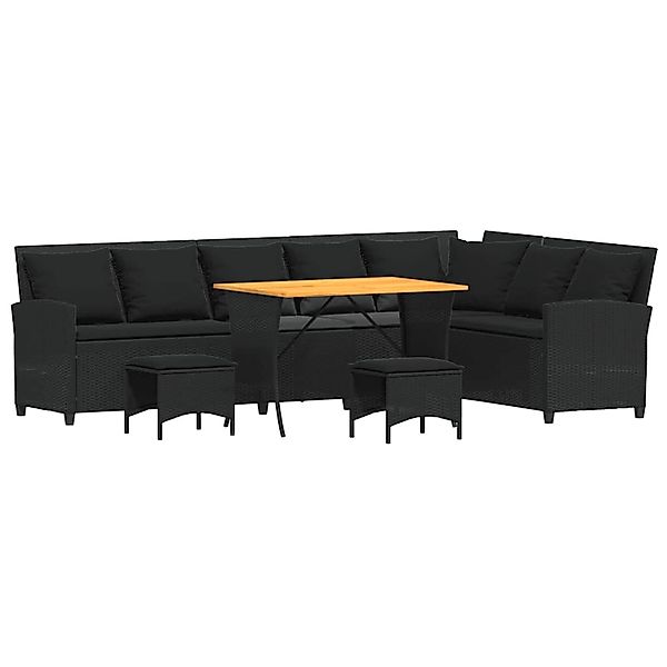 vidaXL 4-Tlg Garten-Sofagarnitur mit Kissen L-Form Schwarz Poly Rattan 3365 günstig online kaufen